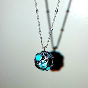 🪩 FOSSIL Multicolored Rhinestone Disco Ball Pendant Necklace 🪩